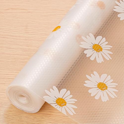 YKXIMS Premium Anti-Slip Mat, Brown Diamond Texture EVA Shelf Liner for Kitchen and Drawers (TRANSAPARENT Flower, 45.0 Centimeters X 125 Centimeters) - Image 1