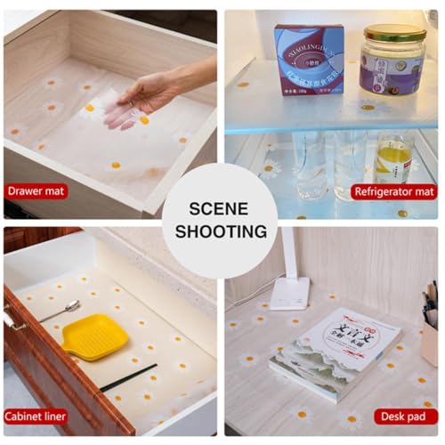 YKXIMS Premium Anti-Slip Mat, Brown Diamond Texture EVA Shelf Liner for Kitchen and Drawers (TRANSAPARENT Flower, 45.0 Centimeters X 125 Centimeters) - Image 4