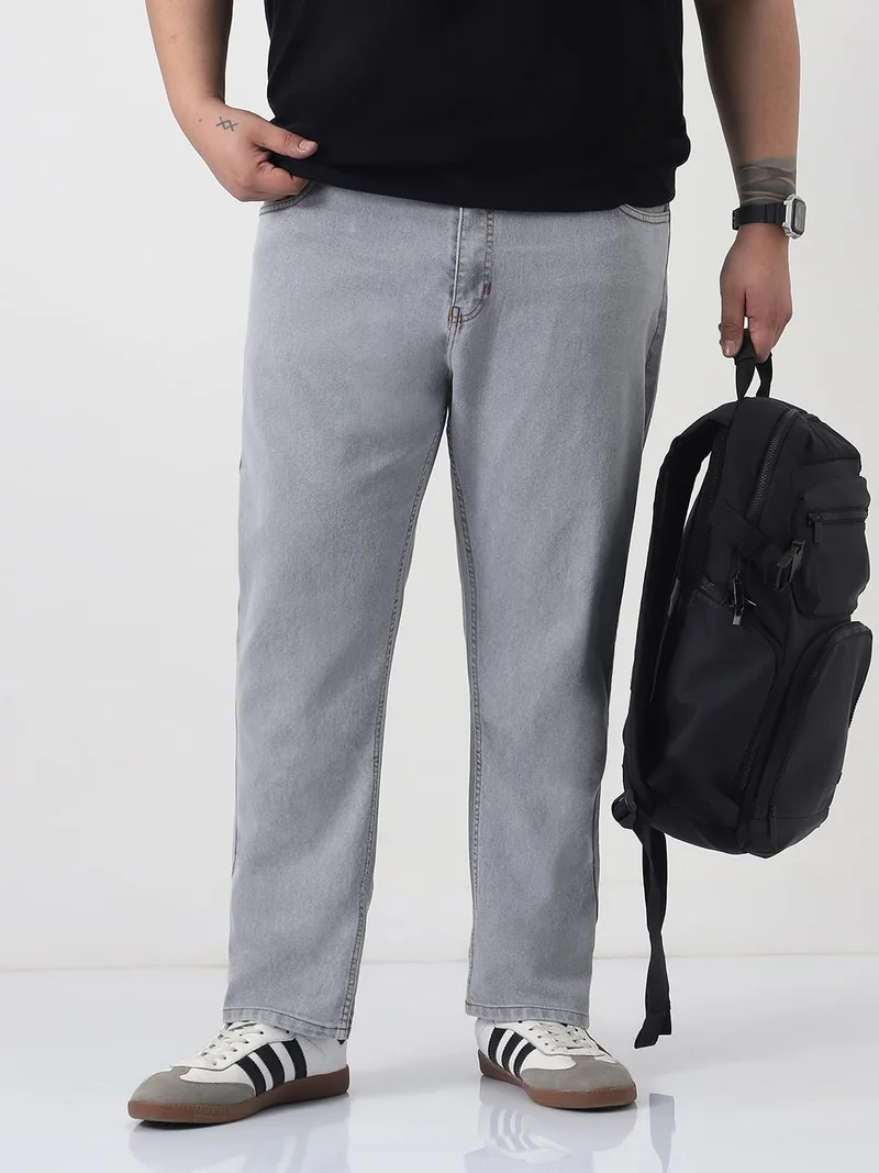 Urbano Plus Men's Light Grey Slim Fit Washed Denim Jeans Stretchable