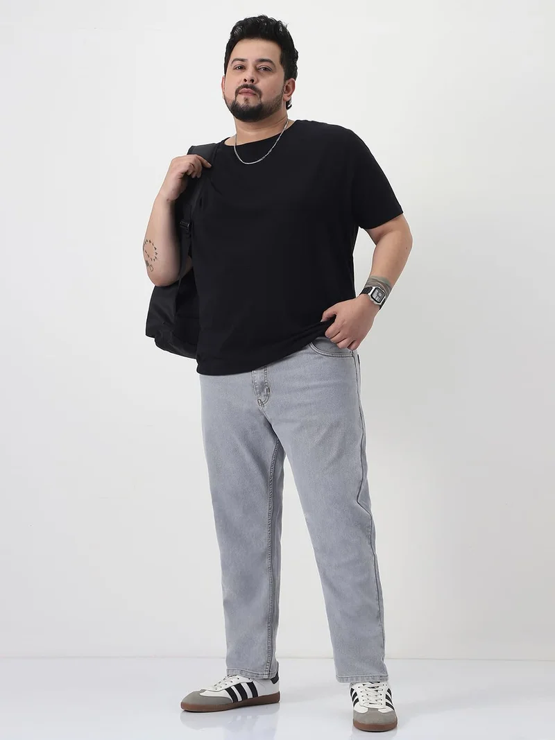 Urbano Fashion  Urbano Plus Men's Light Grey Slim Fit Washed Denim Jeans Stretchable for Men | Best Price UAE