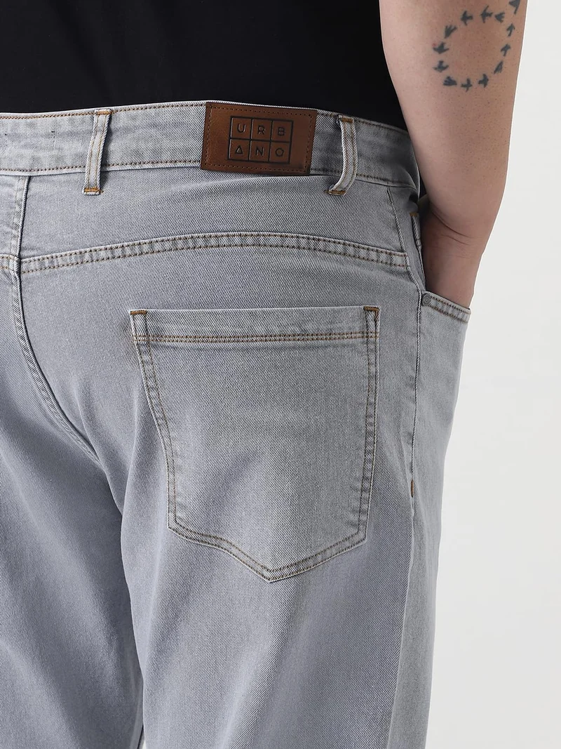 Urbano Fashion  Urbano Plus Men's Light Grey Slim Fit Washed Denim Jeans Stretchable for Men | Best Price UAE