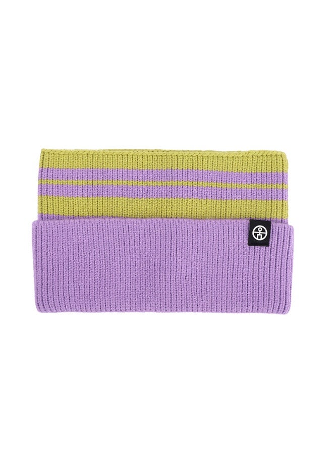 New children's striped contrast-color knitted headband with double-layered warmth and comfort, suitable for protecting ears, can be tied into a ponytail, wide edge, high elasticity - Image 1