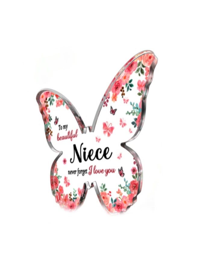 GiftyTrove Niece Gifts, Unique Niece Gift from Auntie Aunt Uncle - 5x3.8x0.5 Inch Butterfly Acrylic Plaque Gifts - Valentines Day Gift, Mothers Day Gift, Birthday Christmas Gift for Niece