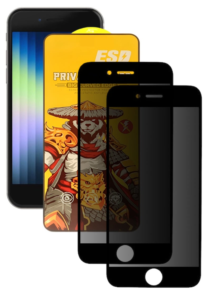 ESD 2 Pieces Tempered Dustproof Privacy Glass Screen Protector Compatible For iPhone SE - Image 1