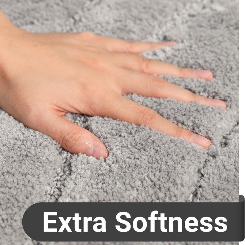 DEXDE Bathroom Rugs Mat Runner 24x60 Inch, Light Gray Bath Rugs Ultra Plush Fluffy Long Non-Slip Machine Wash Dry Bath Mats Large Soft Absorbent Microfiber Carpet for Bathroom Floor Tub Shower - Image 4