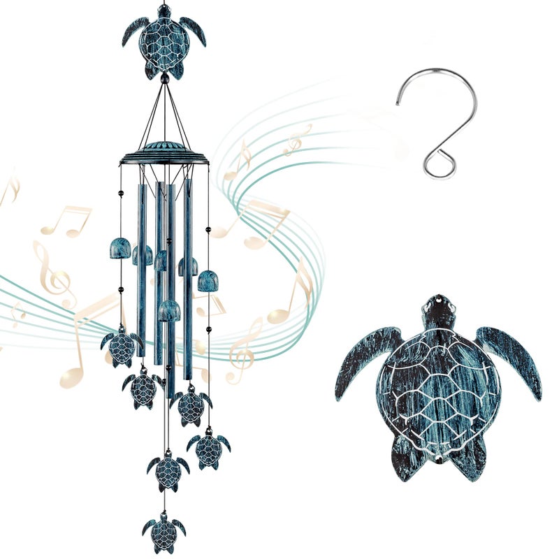 LESES Wind Chimes Sea Turtle Wind Chime for Outside with 4 Aluminum Tubes Windchimes Outdoors Clearance Home Garden Patio Decor Memorial Wind Chimes for Mom Grandma Unique Birthday Festival Gifts