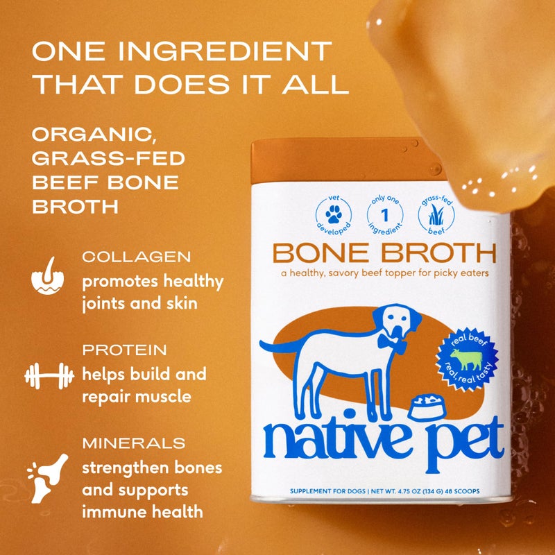 Native Pet Bone Broth for Dogs - Made with Real Beef Bone Broth, Dog Food Toppers for Picky Eaters - Provides Extra Hydration & Nutrition for Joint Strength, Immunity & Heart Health-48 Scoops - Image 3