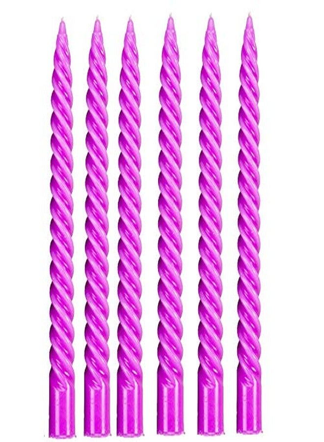 Luces Paraffin Wax Smokeless Scented Purple Colour Twisted Stick Candles Decorations for Living Room Pack of 6 - Image 1