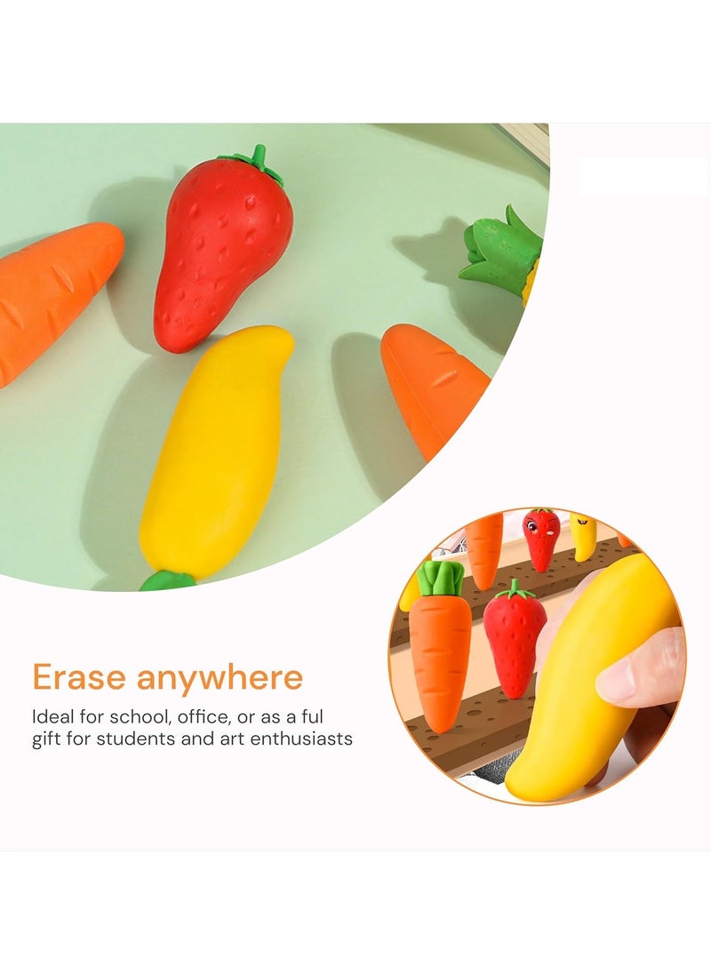 LAIAOCISI 3-Piece Carrot Mangoe Strawberrie Shape Pencil Eraser Set Multicolourr  - Image 4