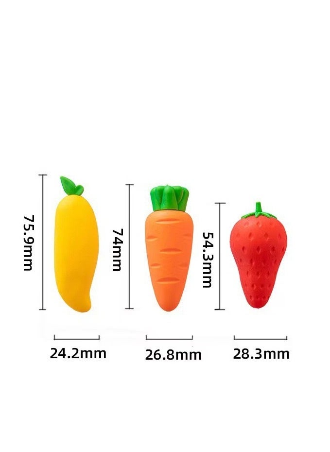 LAIAOCISI 3-Piece Carrot Mangoe Strawberrie Shape Pencil Eraser Set Multicolourr  - Image 5