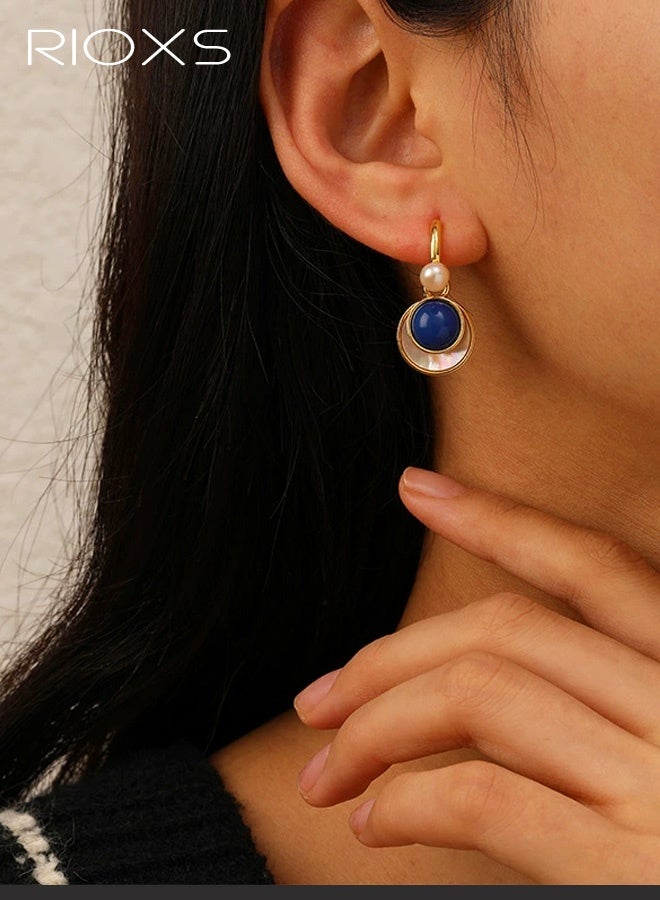 RIOXS Vintage Small Dangle Huggie Hoop Earrings, Dainty Gold Plated Dangle Drop Hoop Earrings, Boho Beach Handmade Hypoallergenic Jewelry Gift - Image 1