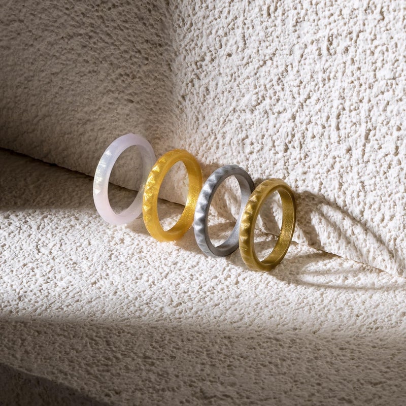 Egnaro Silicone Wedding bands women:2.5mm Wide - 2mm Thick Gold and Silver Rubber Rings with Half Size,4-8 Variety Multipack - Image 2