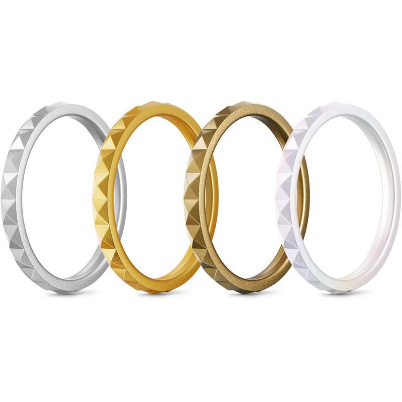 Egnaro Silicone Wedding bands women:2.5mm Wide - 2mm Thick Gold and Silver Rubber Rings with Half Size,4-8 Variety Multipack - Image 1