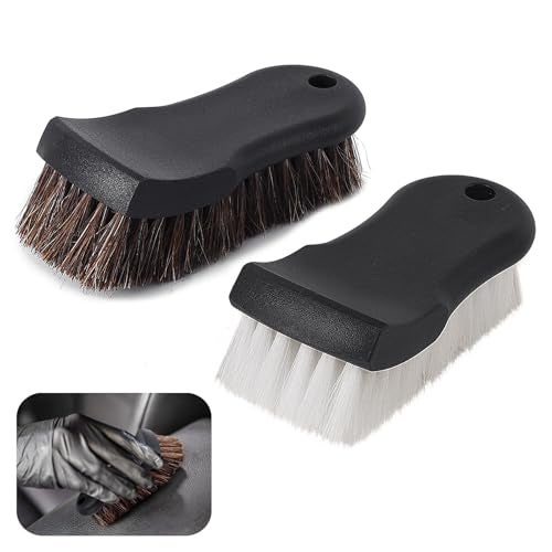 Wiojtry Upholstery Brush Upholstery Brush Set Leather Cleaning Brush Carpet Brush Car Cleaning Brush Long Bristle Horse Hair Car Cleaning Brush for Car Interior Leather Seat and Home Furniture - Image 1