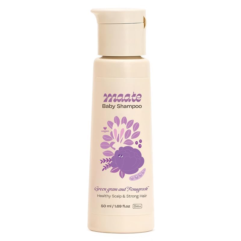 Maate Baby Shampoo | Kids Shampoo for Soft & Shiny Baby Hair | Sulphate Free Shampoo for Daily Use | pH Balanced, Soap Free & Tear-Free Mild Shampoo | Natural & Vegan (50 ml) - Image 2