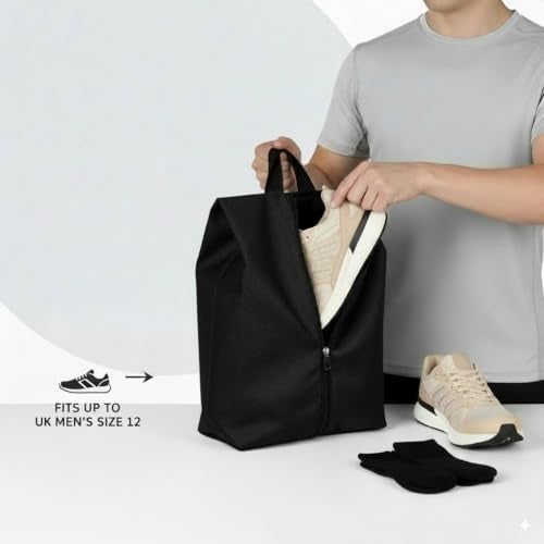 SWAZE Premium Shoe Bag for Travel | Shoe Pouch, Shoe Cover for Storage, Shoe Bags for Travelling, Shoe Organizer for Travel, Shoes Packing Pouch, Shoe Pouch for Storage & Washable Covers (BLACK 5 pcs) - Image 2