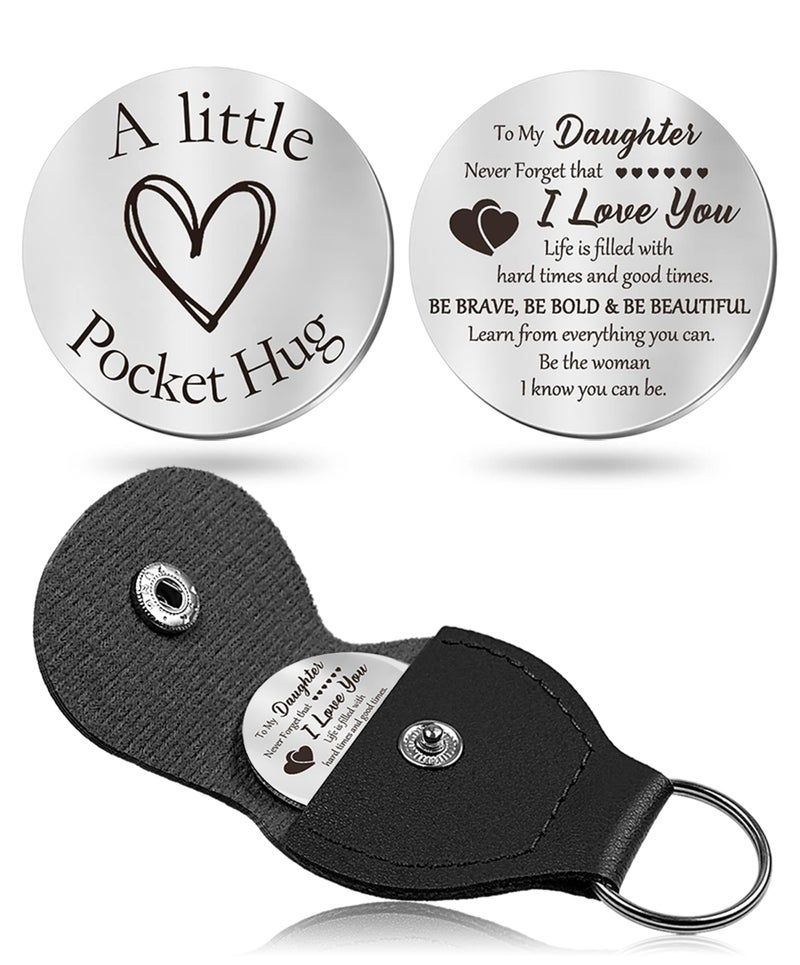 CINDYHE Pocket Hug Token keychain Gifts for Men Women Him Her Dad Mom Son Daughter Brothers Sisters Teacher Boy Girl Friends (Daughter Gift) - Image 1