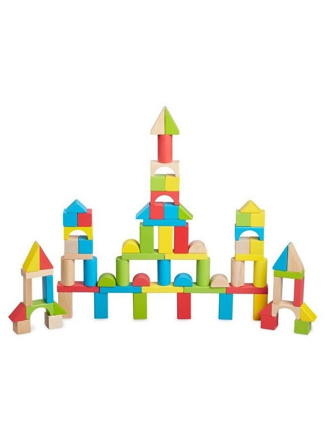 BLiSS HUES 50 Pcs Wooden Building Blocks Toy for Toddlers & Kids Boys Girls- Multi Color- Stacking & Building Toys for Hours of Fun & Creativity - Image 1