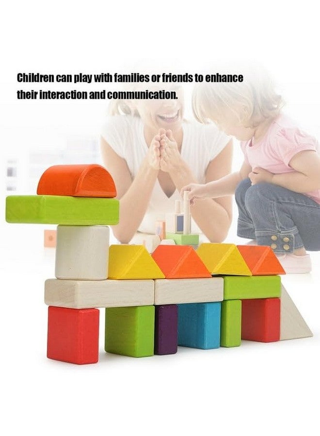 BLiSS HUES 50 Pcs Wooden Building Blocks Toy for Toddlers & Kids Boys Girls- Multi Color- Stacking & Building Toys for Hours of Fun & Creativity - Image 4