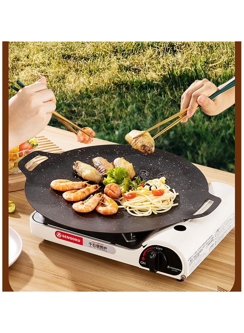 هاهاهاي مقلاة شواء مقاس 30 سم ، مقلاة شواء رقيقة ، طبق شواء كوري ، مقلاة شواء مستديرة ، مقلاة شواء ، مقلاة شواء مطلية غير لاصقة للعائلة ، رحلة حفلة وخارجية (أسود) - Image 4