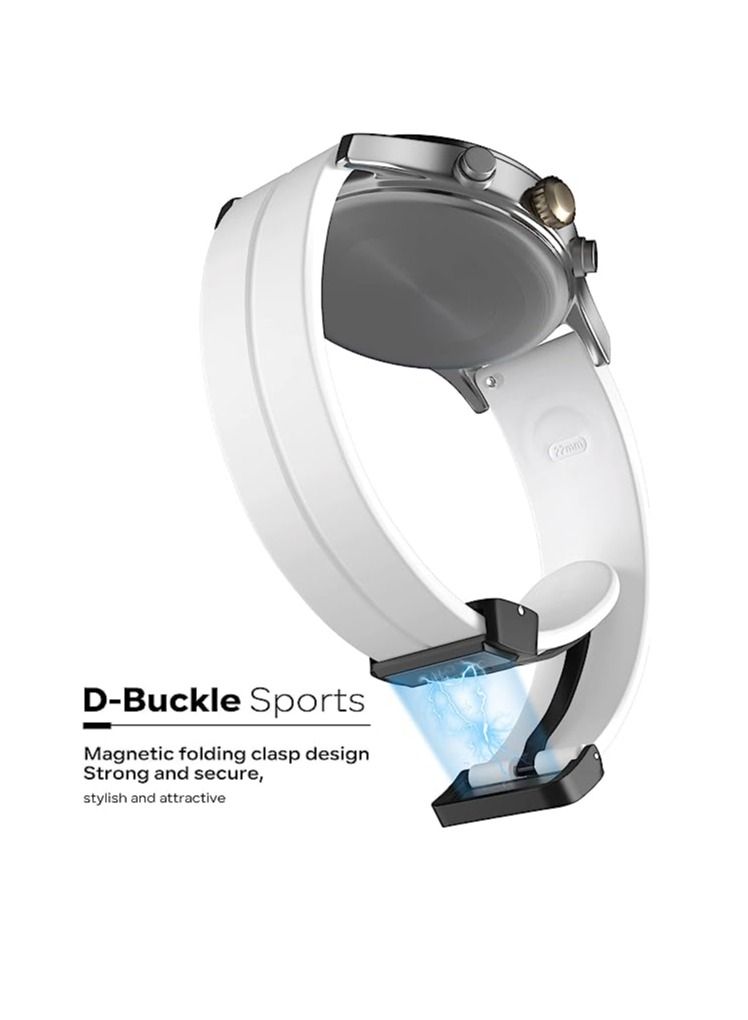 22mm Silicone Strap With Magnetic Folding Buckle For Samsung Galaxy Watch 3 45mm 46 Gear S3 And Huawei GT-2/2E/Pro 46mm White - Image 3