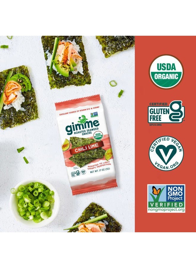 Gimme وجبات خفيفة من الأعشاب البحرية المحمصة العضوية الممتازة، فلفل حار وليمون، 6 قطع، كيتو، نباتي، خالي من الغلوتين، مصدر رائع لأوميغا 3 واليود، وجبة خفيفة صحية للأطفال والبالغين - Image 5