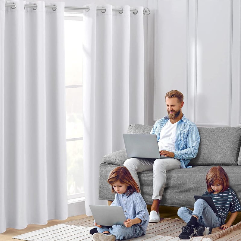 HOMEIDEAS Greyish White Blackout Curtains 42 X 84 Inch 2 Panels Room Darkening Bedroom Curtains, Thermal Grommet Light Blocking Window Curtains for Living Room - Image 2