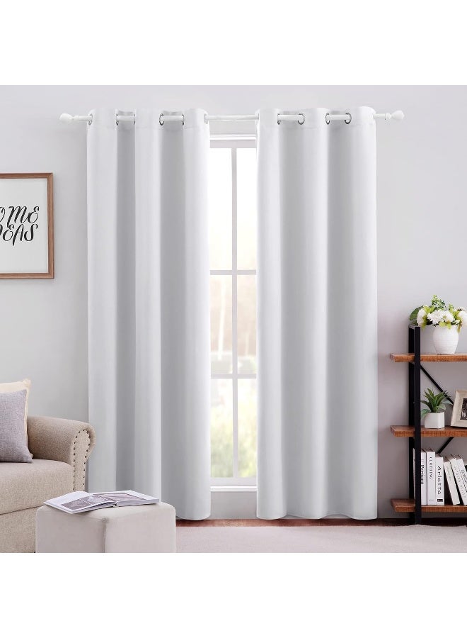 HOMEIDEAS Greyish White Blackout Curtains 42 X 84 Inch 2 Panels Room Darkening Bedroom Curtains, Thermal Grommet Light Blocking Window Curtains for Living Room - Image 1