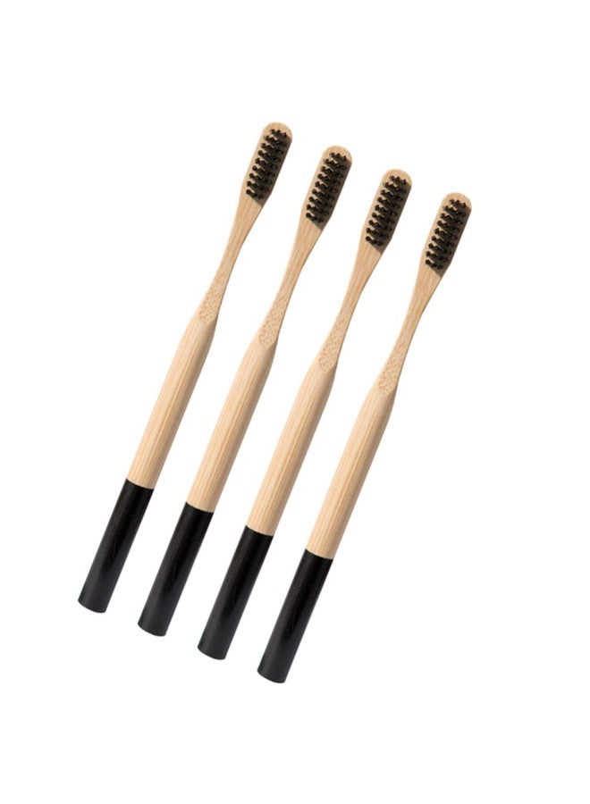 klarako 4pcs Soft Toothbrush Long Handle Bamboo Teeth Brush for Deeply Oral Cavity Cleaning Home Travel Outdoor Adults Kids (Black) - Image 3