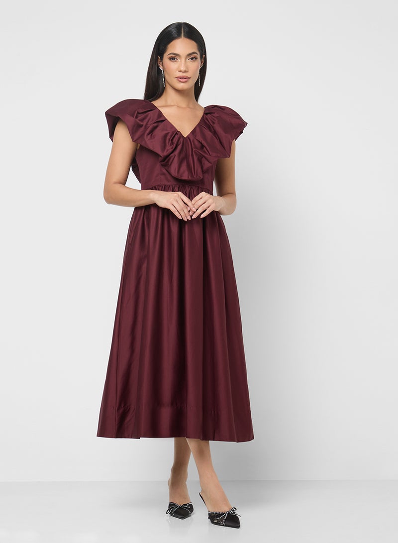 YAS Sleeve Detail  V-Neck Maxi Dress - Image 4