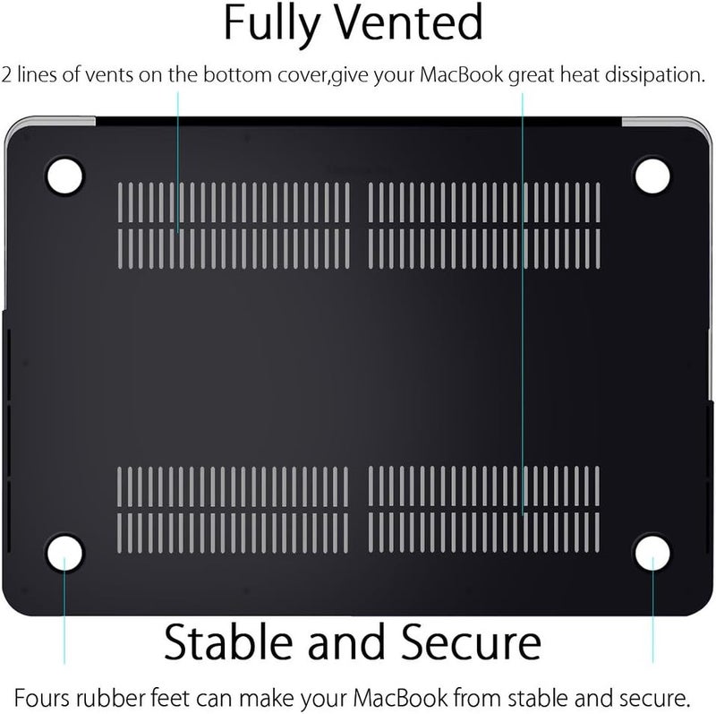 UESWILL Matte Hard Shell Case Cover Compatible with MacBook Pro (Retina, 13 inch, Early 2015/2014/2013/Late 2012), Model A1502/A1425, No CD-ROM, No USB-C, Black - Image 5