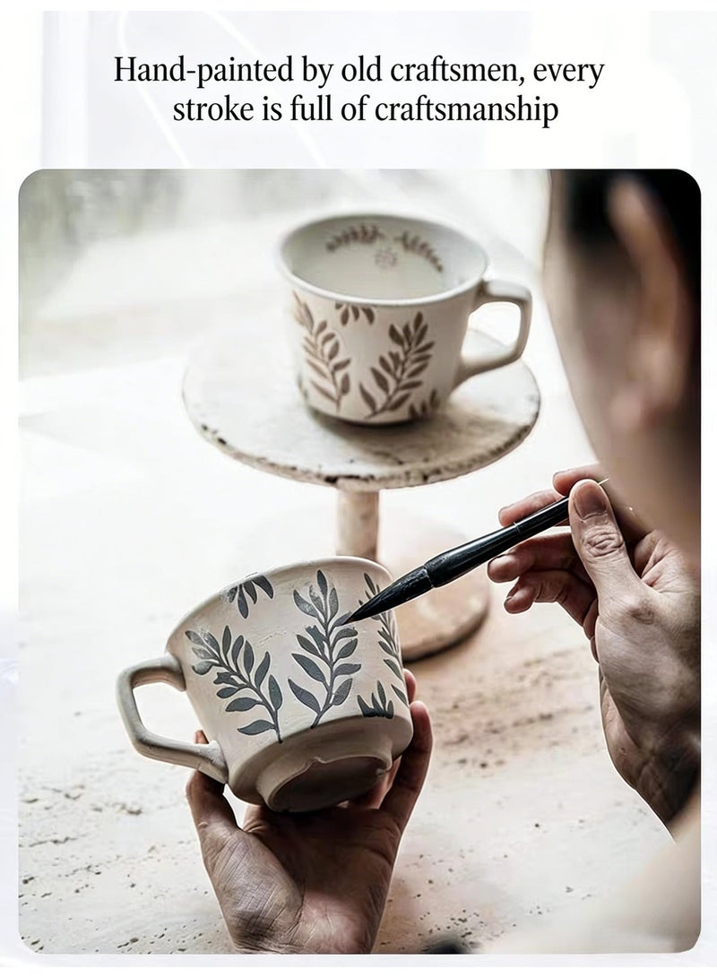 2-Piece Ceramic Coffee Mug Set 305ml | Arabic Tea Cup, Arabic Coffee Cup, Turkish Coffee Cup, Espresso Cup | With Handle, Ideal for Daily Use, Office & Family Gatherings - Image 4