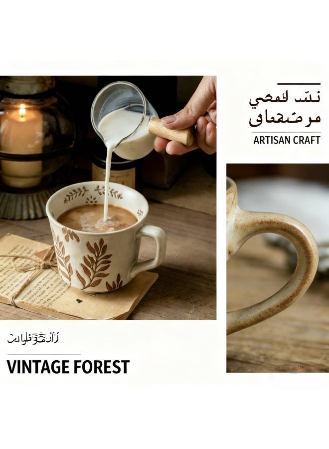 2-Piece Ceramic Coffee Mug Set 305ml | Arabic Tea Cup, Arabic Coffee Cup, Turkish Coffee Cup, Espresso Cup | With Handle, Ideal for Daily Use, Office & Family Gatherings - Image 3