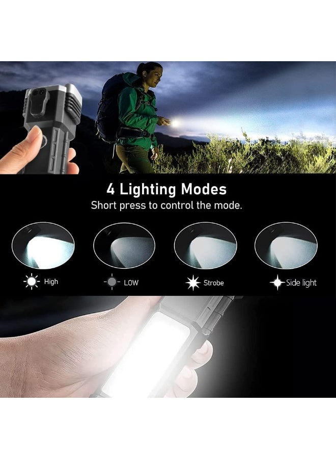 Led Rechargeable Flashlights with High Lumens, Waterproof Flashlight with Broken Window Hammer, 3 Modes Outdoor Flash Light Have Magnet for Hanging  - Image 4