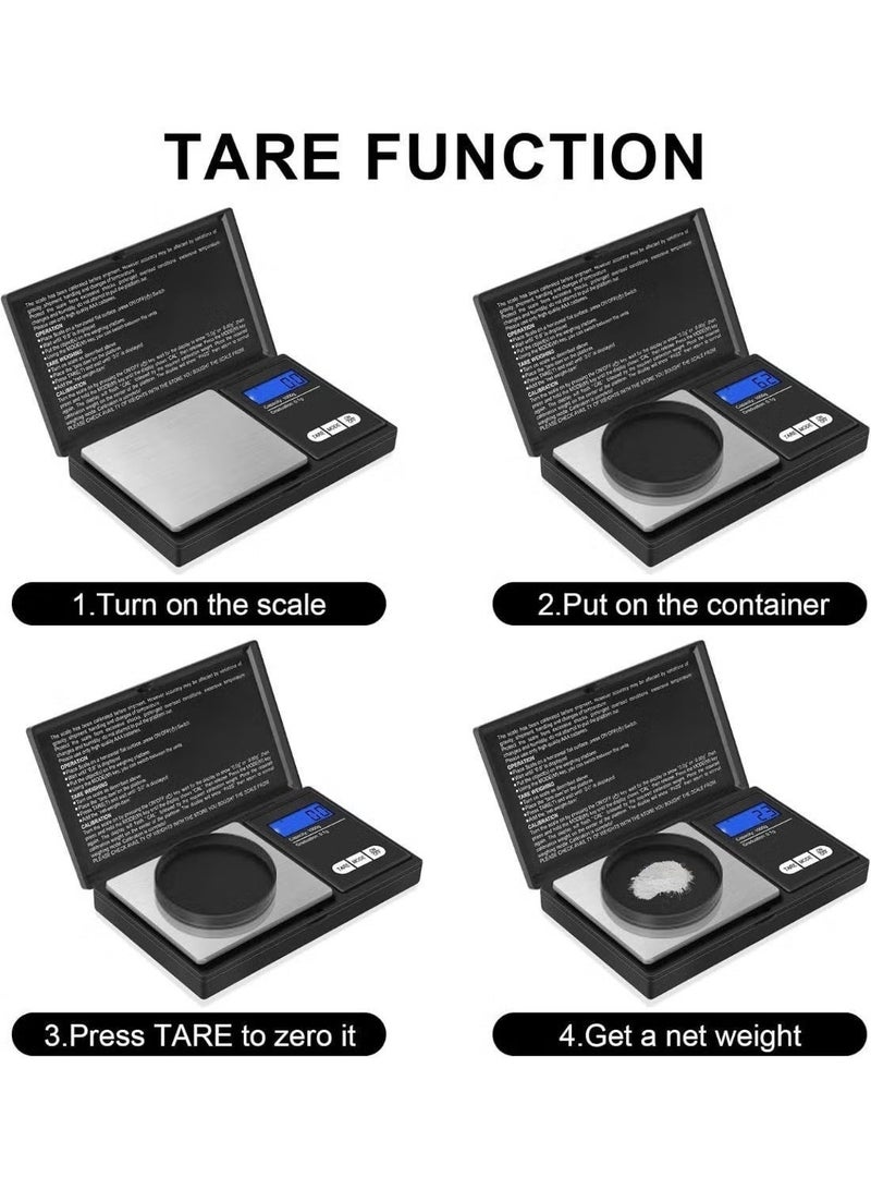ميزان ديجيتال LCD صغير متنقل لوزن المجوهرات والذهب ميزان ميكرو جرام 0.01غ-100غ ميزان إلكتروني للقهوة ميزان جيبي ، أسود - Image 2