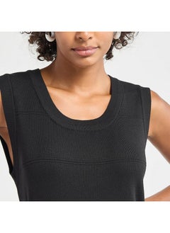 FAV Textured Sleeveless Dress with Round Neck  - Image 4