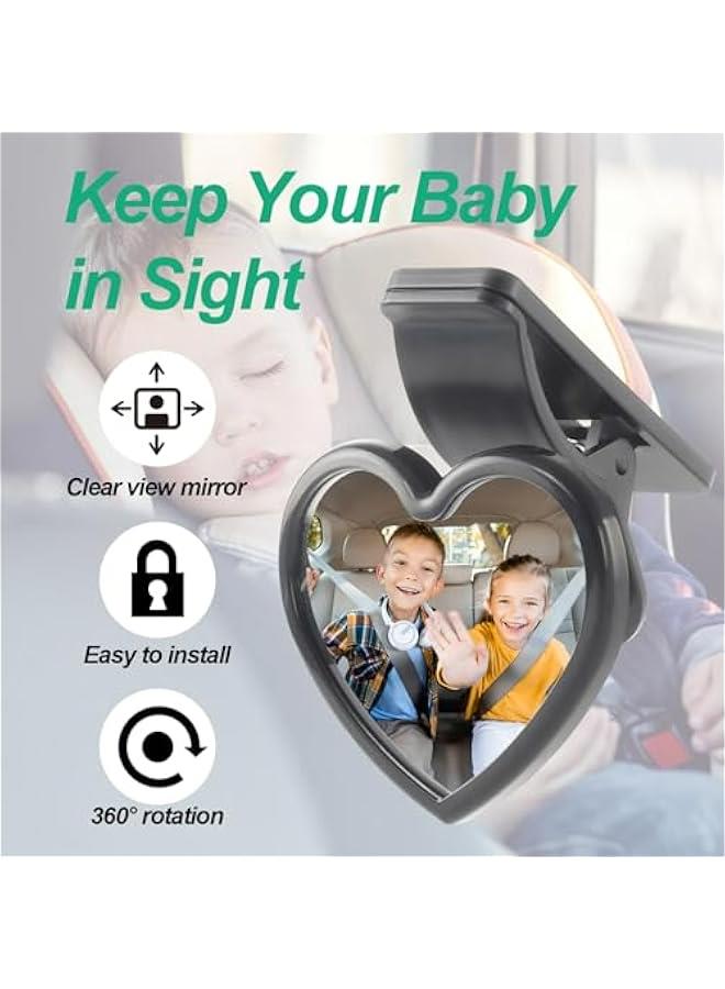 360 Degree Adjustable Rear Facing Baby Car Mirror for Babies, Kids, and Infants - Convex Love Mirrors for Automotive Interior with Clip-on Installation - See Your Rear Kids Easily! - Image 4