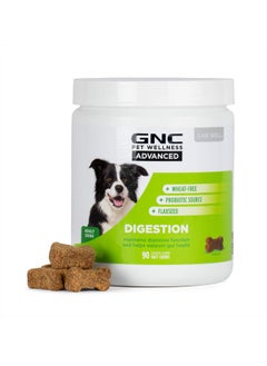 GNC Pets Advanced Digestion Dog Supplements for All Dogs | 90 ct Soft Chew Dog Digestive Supplements with Flaxseed and Probiotics | Chicken Flavor Dog Supplements for Digestive Support and Gut Health