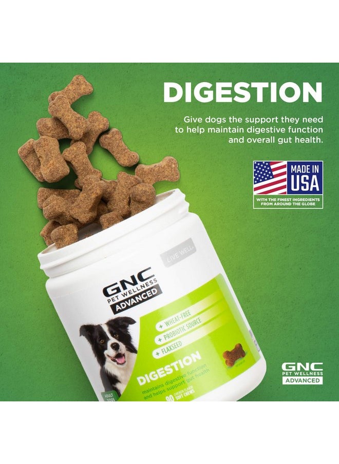 GNC - GNC Pets Advanced Digestion Dog Supplements for All Dogs | 90 ct Soft Chew Dog Digestive Supplements with Flaxseed and Probiotics | Chicken Flavor Dog Supplements for Digestive Support and Gut Health - Image 1