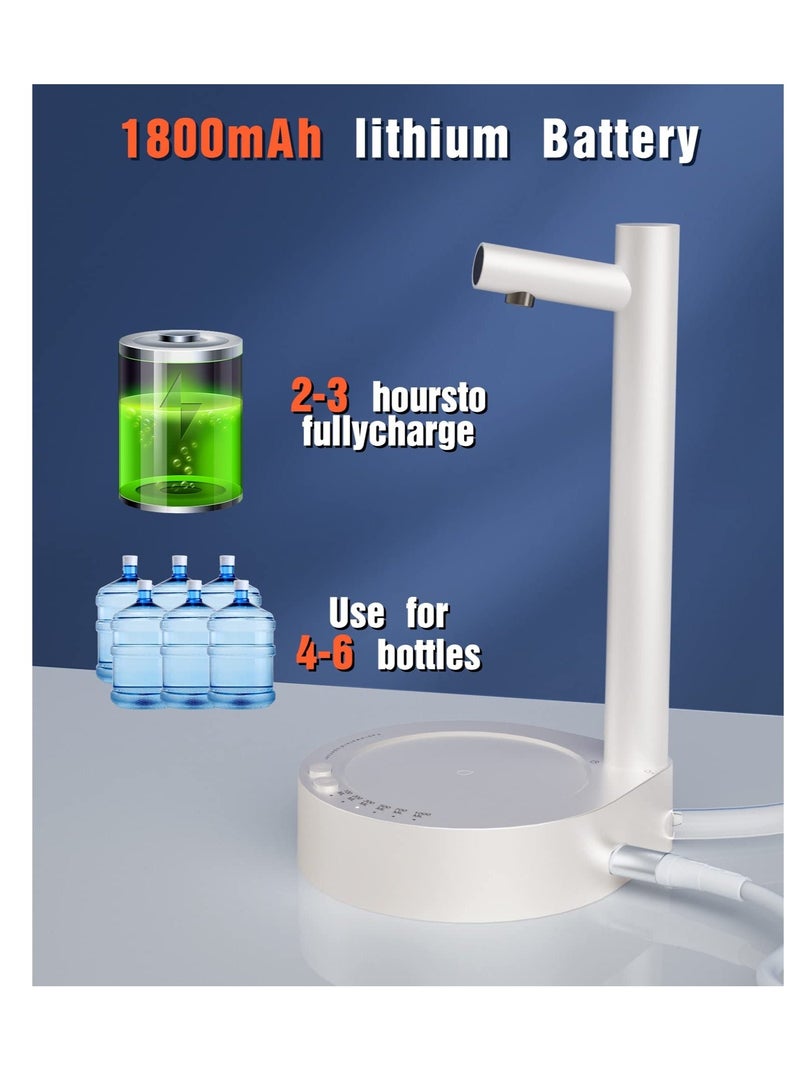 موزع مياه سطح المكتب، موزع مياه شرب أوتوماتيكي بشحن USB، مناسب لزجاجات سعة 5 جالون وعالمية، للاستخدام في المنزل والمكتب والأماكن الخارجية (أبيض) - Image 4