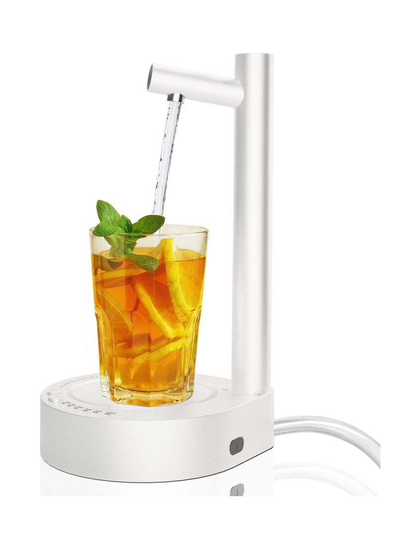 موزع مياه سطح المكتب، موزع مياه شرب أوتوماتيكي بشحن USB، مناسب لزجاجات سعة 5 جالون وعالمية، للاستخدام في المنزل والمكتب والأماكن الخارجية (أبيض) - Image 1