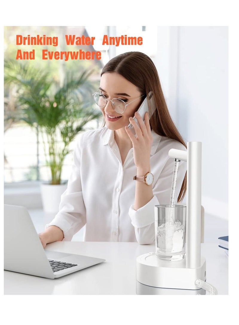 موزع مياه سطح المكتب، موزع مياه شرب أوتوماتيكي بشحن USB، مناسب لزجاجات سعة 5 جالون وعالمية، للاستخدام في المنزل والمكتب والأماكن الخارجية (أبيض) - Image 2