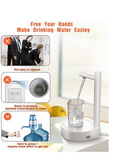 Generic Desktop Water Dispenser, USB Charging Automatic Drinking Water Dispenser, Suitable for 5 Gallon & Universal Bottles, Apply to Home, Office, Outdoor (White)  - Image 5