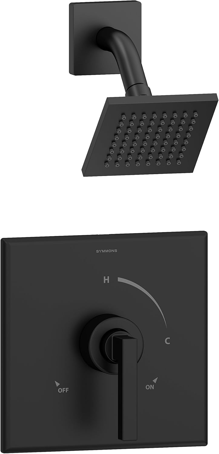 Symmons Symmons 3601MBSH415TRM Duro Single Handle 1Spray Shower Trim in Matte Black  15 GPM Valve Not Included  - Image 1