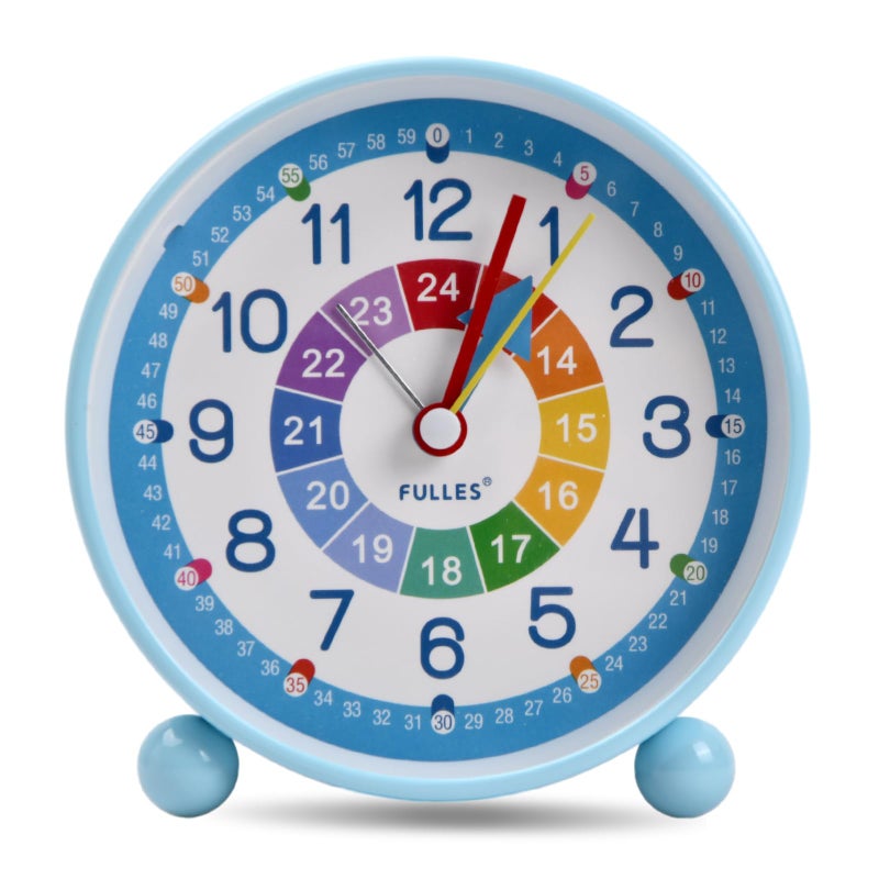Hoxfly Childrens Silent NonTicking Analog Quartz Alarm Clock With Snooze and Light Bedside Wake Up Clock for Kids Learn The Time Boys Girls B
