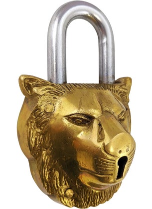 GURU JEE GURU JEE Handmade Solid Brass Lion Padlock with 2 Keys Beautiful Fully Functional Lock Sturdy EyeCatching Detailed Design Gifts Showpiece  - Image 3