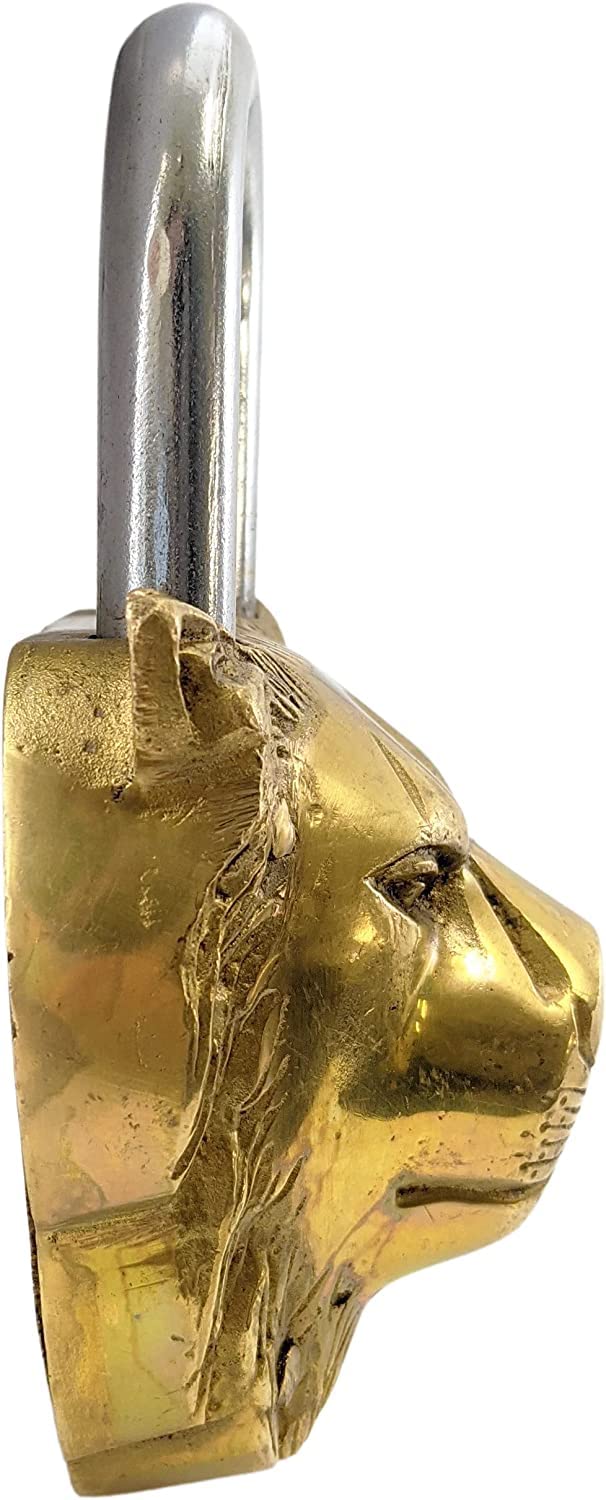 GURU JEE Handmade Solid Brass Lion Padlock with 2 Keys Beautiful Fully Functional Lock Sturdy EyeCatching Detailed Design Gifts Showpiece - Image 5
