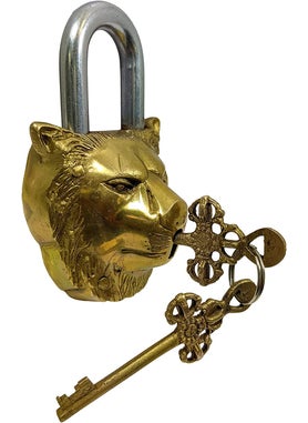 GURU JEE GURU JEE Handmade Solid Brass Lion Padlock with 2 Keys Beautiful Fully Functional Lock Sturdy EyeCatching Detailed Design Gifts Showpiece  - Image 4