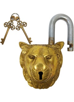 GURU JEE GURU JEE Handmade Solid Brass Lion Padlock with 2 Keys Beautiful Fully Functional Lock Sturdy EyeCatching Detailed Design Gifts Showpiece  - Image 1