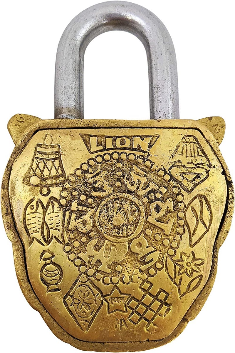 GURU JEE Handmade Solid Brass Lion Padlock with 2 Keys Beautiful Fully Functional Lock Sturdy EyeCatching Detailed Design Gifts Showpiece - Image 2
